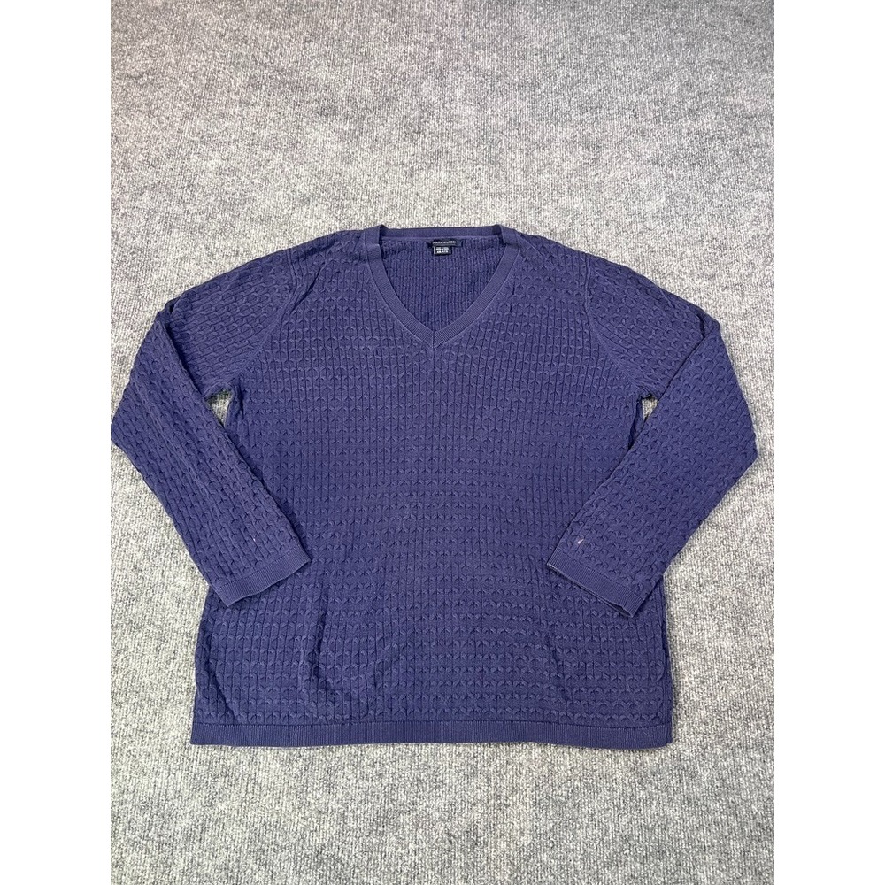 Tommy Hilfiger Mens XXL Navy Waffle Knit V-Neck Sweater | preppy old money